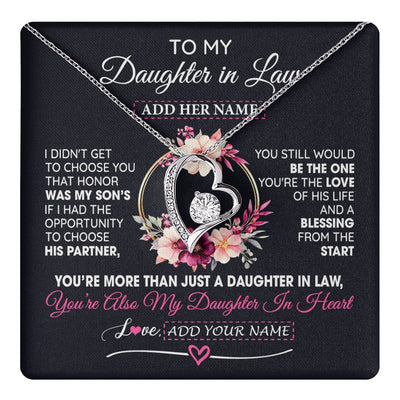 Forever Love Necklace 14K White Gold Finish | 1 | Personalized To My Daughter In Law Gift From Mother In Law Necklace Daughter In Heart Birthday Gift For Daughter In Law Wedding Christmas Gift Box Message Card | teecentury.myshopify