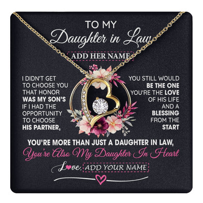 Forever Love Necklace 18K Yellow Gold Finish | 1 | Personalized To My Daughter In Law Gift From Mother In Law Necklace Daughter In Heart Birthday Gift For Daughter In Law Wedding Christmas Gift Box Message Card | teecentury.myshopify