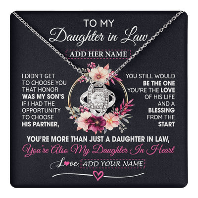 Love Knot Necklace 14K White Gold Finish | 1 | Personalized To My Daughter In Law Gift From Mother In Law Necklace Daughter In Heart Birthday Gift For Daughter In Law Wedding Christmas Gift Box Message Card | teecentury.myshopify