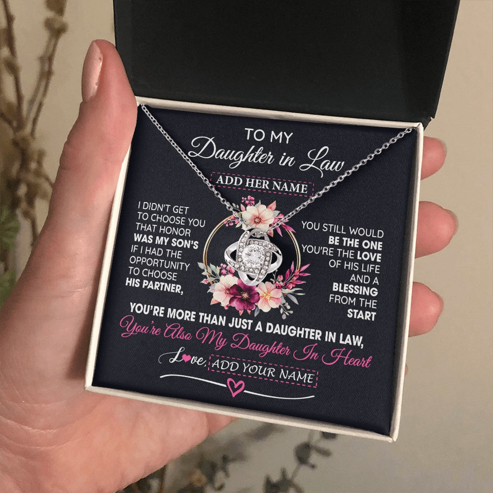 Love Knot Necklace 14K White Gold Finish | 2 | Personalized To My Daughter In Law Gift From Mother In Law Necklace Daughter In Heart Birthday Gift For Daughter In Law Wedding Christmas Gift Box Message Card | teecentury.myshopify