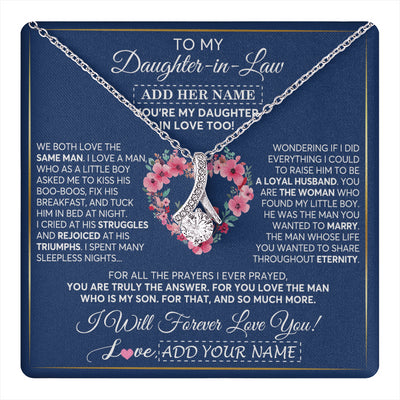 Alluring Beauty Necklace 14K White Gold Finish | 1 | Personalized To My Daughter In Law Gifts Necklace From Mother In Law Bonus Daughter In Law Honor Pendant Jewelry Birthday Customized Gift Box Message Card | teecentury