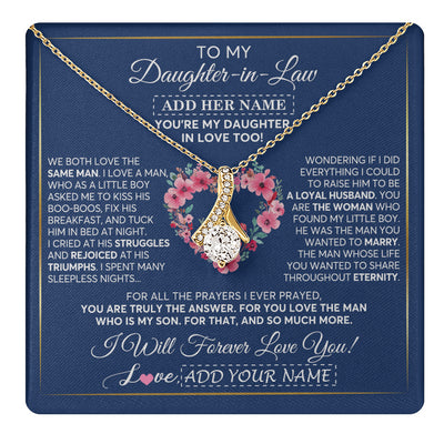 Alluring Beauty Necklace 18K Yellow Gold Finish | 1 | Personalized To My Daughter In Law Gifts Necklace From Mother In Law Bonus Daughter In Law Honor Pendant Jewelry Birthday Customized Gift Box Message Card | teecentury