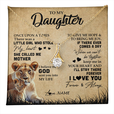 Alluring Beauty Necklace 18K Yellow Gold Finish | 1 | Personalized To My Daughter Lion Necklace From Mom Mother I'll Stay There Forever Daughter Birthday Graduation Christmas Customized Gift Box Message Card | teecentury