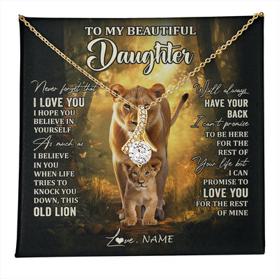 Alluring Beauty Necklace 18K Yellow Gold Finish | 1 | Personalized To My Daughter Lion Necklace From Mom Mother Never Forget That I Love You Daughter Birthday Graduation Christmas Customized Gift Box Message Card | teecentury