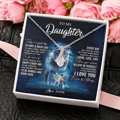 Alluring Beauty Necklace 14K White Gold Finish | 2 | Personalized To My Daughter Lion Necklace From Mom Mother Today Is A Good Day Daughter Gifts Birthday Graduation Christmas Customized Gift Box Message Card | teecentury
