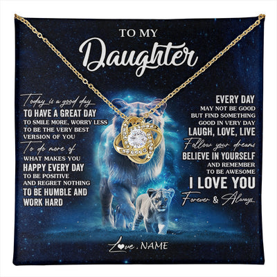Love Knot Necklace 18K Yellow Gold Finish | 1 | Personalized To My Daughter Lion Necklace From Mom Mother Today Is A Good Day Daughter Gifts Birthday Graduation Christmas Customized Gift Box Message Card | teecentury