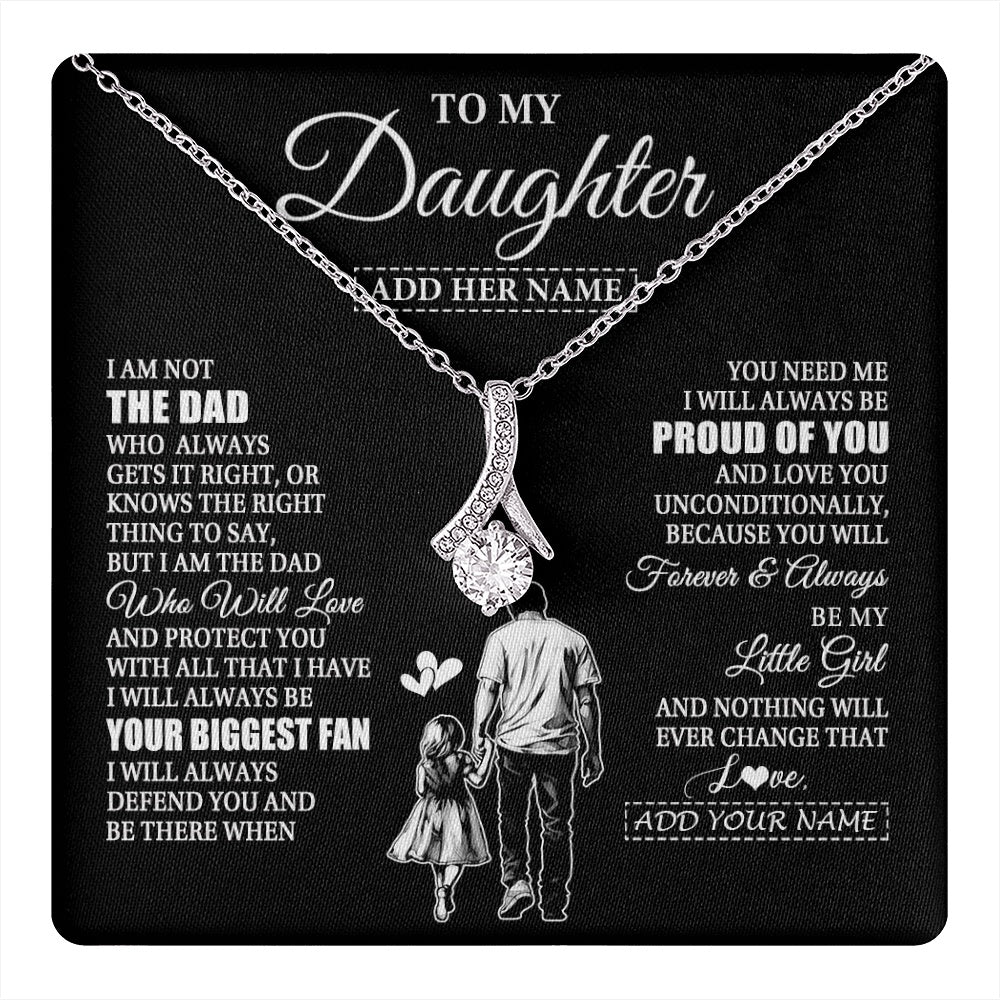 Alluring Beauty Necklace 14K White Gold Finish | 1 | Personalized To My Daughter Necklace From Dad Father Biggest Fan Birthday Gifts For Daughter From Dad Daughter Christmas Custom Gift Box Message Card | teecentury.myshopify