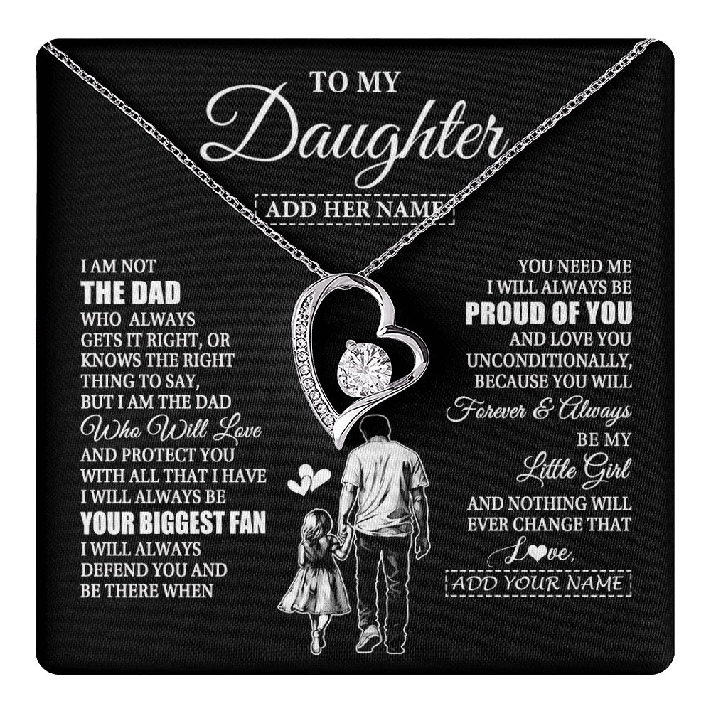 Forever Love Necklace 14K White Gold Finish | 1 | Personalized To My Daughter Necklace From Dad Father Biggest Fan Birthday Gifts For Daughter From Dad Daughter Christmas Custom Gift Box Message Card | teecentury.myshopify