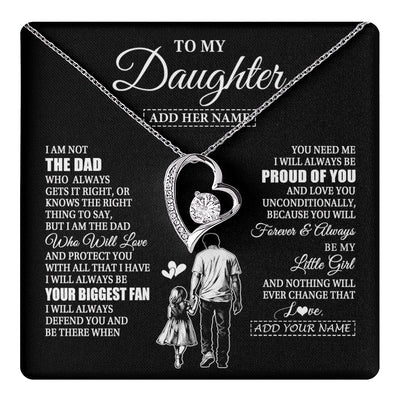 Forever Love Necklace 14K White Gold Finish | 1 | Personalized To My Daughter Necklace From Dad Father Biggest Fan Birthday Gifts For Daughter From Dad Daughter Christmas Custom Gift Box Message Card | teecentury.myshopify