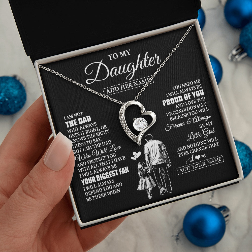 Forever Love Necklace 14K White Gold Finish | 2 | Personalized To My Daughter Necklace From Dad Father Biggest Fan Birthday Gifts For Daughter From Dad Daughter Christmas Custom Gift Box Message Card | teecentury.myshopify