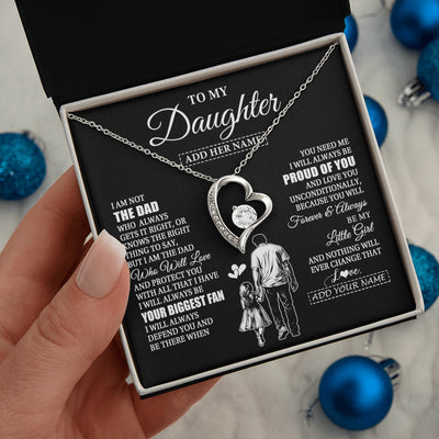 Forever Love Necklace 14K White Gold Finish | 2 | Personalized To My Daughter Necklace From Dad Father Biggest Fan Birthday Gifts For Daughter From Dad Daughter Christmas Custom Gift Box Message Card | teecentury.myshopify
