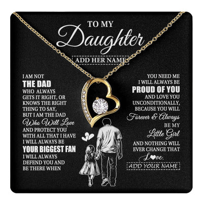 Forever Love Necklace 18K Yellow Gold Finish | 1 | Personalized To My Daughter Necklace From Dad Father Biggest Fan Birthday Gifts For Daughter From Dad Daughter Christmas Custom Gift Box Message Card | teecentury.myshopify