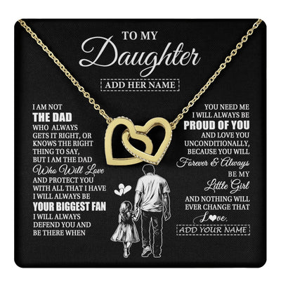 Interlocking Hearts Necklace 18K Yellow Gold Finish | 1 | Personalized To My Daughter Necklace From Dad Father Biggest Fan Birthday Gifts For Daughter From Dad Daughter Christmas Custom Gift Box Message Card | teecentury.myshopify