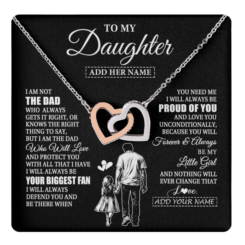 Interlocking Hearts Necklace Stainless Steel & Rose Gold Finish | 1 | Personalized To My Daughter Necklace From Dad Father Biggest Fan Birthday Gifts For Daughter From Dad Daughter Christmas Custom Gift Box Message Card | teecentury.myshopify