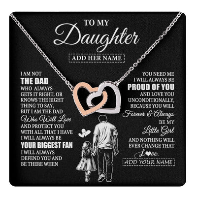 Interlocking Hearts Necklace Stainless Steel & Rose Gold Finish | 1 | Personalized To My Daughter Necklace From Dad Father Biggest Fan Birthday Gifts For Daughter From Dad Daughter Christmas Custom Gift Box Message Card | teecentury.myshopify