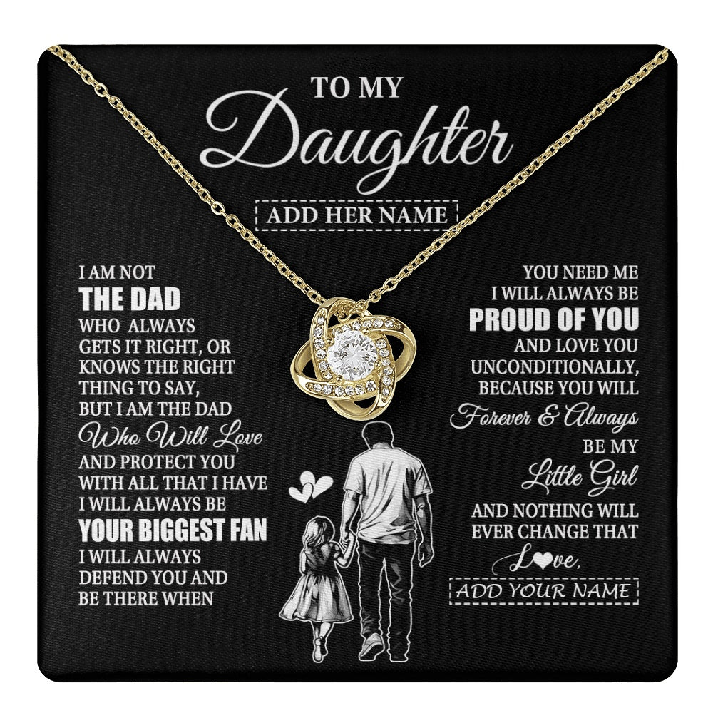 Love Knot Necklace 18K Yellow Gold Finish | 1 | Personalized To My Daughter Necklace From Dad Father Biggest Fan Birthday Gifts For Daughter From Dad Daughter Christmas Custom Gift Box Message Card | teecentury.myshopify
