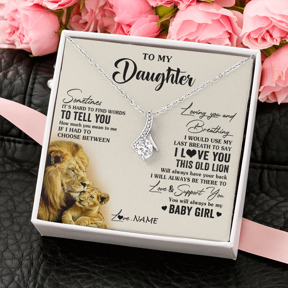 Alluring Beauty Necklace 14K White Gold Finish | 2 | Personalized To My Daughter Necklace From Dad Father I Love You This Old Lion Daughter Birthday Graduation Christmas Jewelry Customized Gift Box Message Card | teecentury