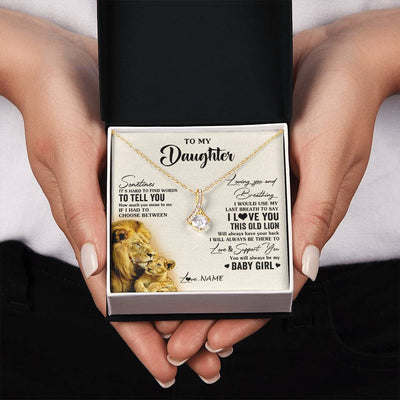 Alluring Beauty Necklace 18K Yellow Gold Finish | 2 | Personalized To My Daughter Necklace From Dad Father I Love You This Old Lion Daughter Birthday Graduation Christmas Jewelry Customized Gift Box Message Card | teecentury