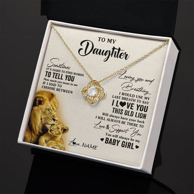 Love Knot Necklace 18K Yellow Gold Finish | 2 | Personalized To My Daughter Necklace From Dad Father I Love You This Old Lion Daughter Birthday Graduation Christmas Jewelry Customized Gift Box Message Card | teecentury