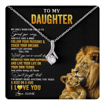 Alluring Beauty Necklace 14K White Gold Finish | 1 | Personalized To My Daughter Necklace From Dad Father Lion My Only Wish For You Daughter Birthday Graduation Christmas Customized Gift Box Message Card | teecentury