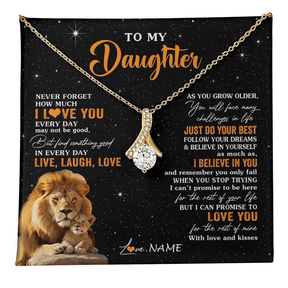 Alluring Beauty Necklace 18K Yellow Gold Finish | 1 | Personalized To My Daughter Necklace From Dad Father Live Laugh Love Lion Daughter Birthday Positive Graduation Christmas Customized Gift Box Message Card | teecentury