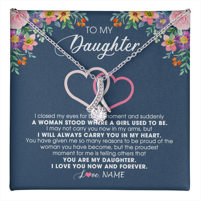 Alluring Beauty Necklace 14K White Gold Finish | 1 | Personalized To My Daughter Necklace From Dad Father Mom I Love You Now And Forever Jewelry For Daughter Birthday Graduation Christmas Customized Message Card | teecentury