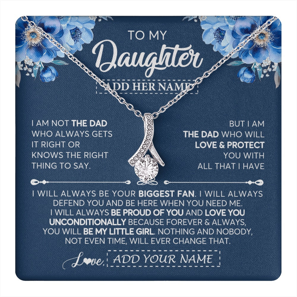 Alluring Beauty Necklace 14K White Gold Finish | 1 | Personalized To My Daughter Necklace From Dad Father Proud Of You Birthday Gifts For Daughter Jewelry Gifts Christmas Custom Gift Box Message Card | https://teecentury.