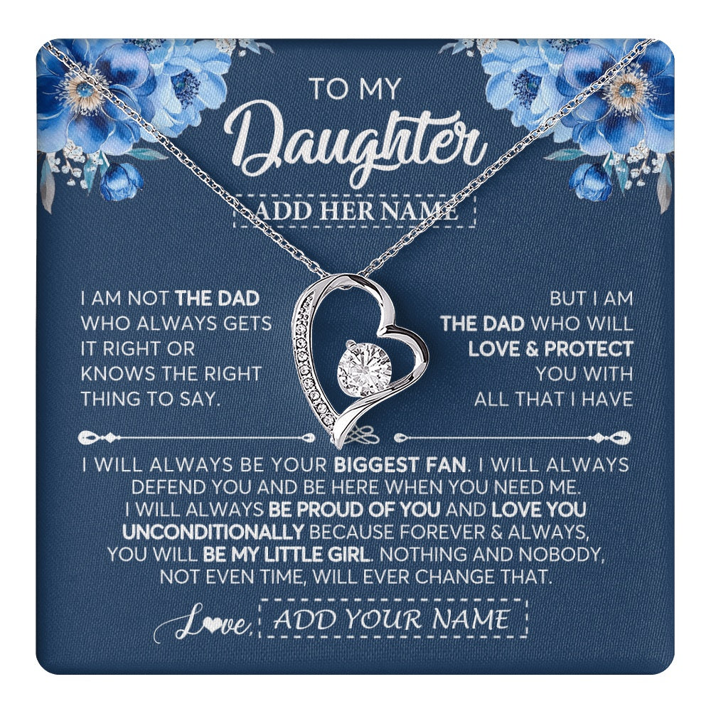 Forever Love Necklace 14K White Gold Finish | 1 | Personalized To My Daughter Necklace From Dad Father Proud Of You Birthday Gifts For Daughter Jewelry Gifts Christmas Custom Gift Box Message Card | https://teecentury.