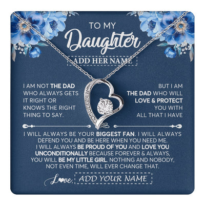 Forever Love Necklace 14K White Gold Finish | 1 | Personalized To My Daughter Necklace From Dad Father Proud Of You Birthday Gifts For Daughter Jewelry Gifts Christmas Custom Gift Box Message Card | https://teecentury.