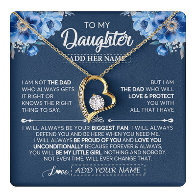 Forever Love Necklace 18K Yellow Gold Finish | 1 | Personalized To My Daughter Necklace From Dad Father Proud Of You Birthday Gifts For Daughter Jewelry Gifts Christmas Custom Gift Box Message Card | https://teecentury.