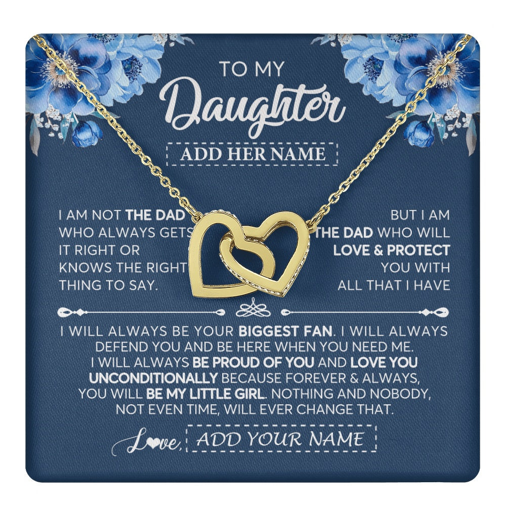 Interlocking Hearts Necklace 18K Yellow Gold Finish | 1 | Personalized To My Daughter Necklace From Dad Father Proud Of You Birthday Gifts For Daughter Jewelry Gifts Christmas Custom Gift Box Message Card | https://teecentury.