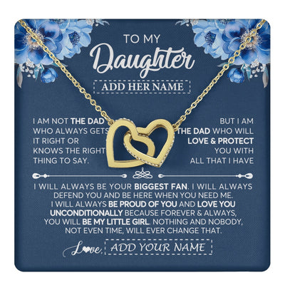 Interlocking Hearts Necklace 18K Yellow Gold Finish | 1 | Personalized To My Daughter Necklace From Dad Father Proud Of You Birthday Gifts For Daughter Jewelry Gifts Christmas Custom Gift Box Message Card | https://teecentury.
