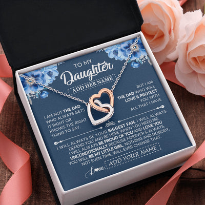 Interlocking Hearts Necklace Stainless Steel & Rose Gold Finish | 2 | Personalized To My Daughter Necklace From Dad Father Proud Of You Birthday Gifts For Daughter Jewelry Gifts Christmas Custom Gift Box Message Card | https://teecentury.