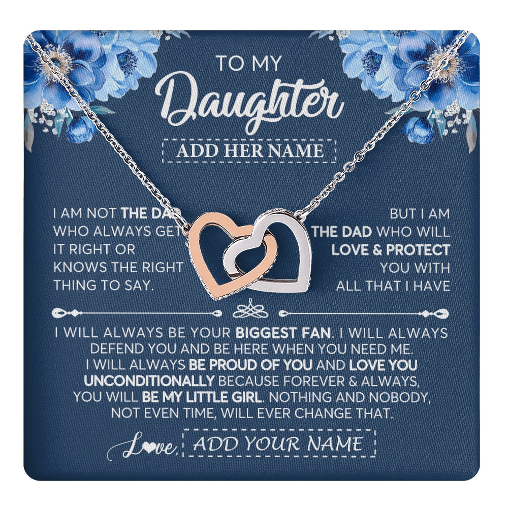 Interlocking Hearts Necklace Stainless Steel & Rose Gold Finish | 1 | Personalized To My Daughter Necklace From Dad Father Proud Of You Birthday Gifts For Daughter Jewelry Gifts Christmas Custom Gift Box Message Card | https://teecentury.