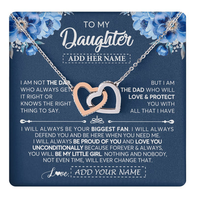 Interlocking Hearts Necklace Stainless Steel & Rose Gold Finish | 1 | Personalized To My Daughter Necklace From Dad Father Proud Of You Birthday Gifts For Daughter Jewelry Gifts Christmas Custom Gift Box Message Card | https://teecentury.