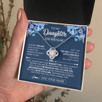 Love Knot Necklace 14K White Gold Finish | 2 | Personalized To My Daughter Necklace From Dad Father Proud Of You Birthday Gifts For Daughter Jewelry Gifts Christmas Custom Gift Box Message Card | https://teecentury.