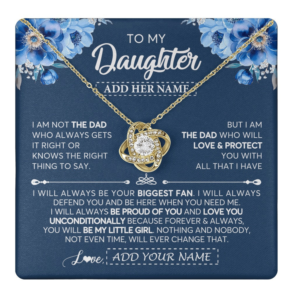 Love Knot Necklace 18K Yellow Gold Finish | 1 | Personalized To My Daughter Necklace From Dad Father Proud Of You Birthday Gifts For Daughter Jewelry Gifts Christmas Custom Gift Box Message Card | https://teecentury.