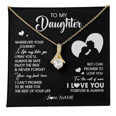 Alluring Beauty Necklace 18K Yellow Gold Finish | 1 | Personalized To My Daughter Necklace From Dad Father Wherever Your Journey Daughter Birthday Gifts Graduation Christmas Customized Gift Box Message Card | teecentury