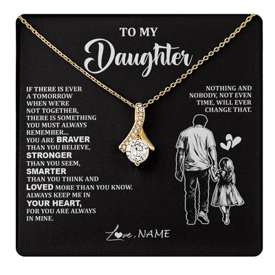 Alluring Beauty Necklace 18K Yellow Gold Finish | 1 | Personalized To My Daughter Necklace From Dad Father You Are Always In Mine Beautiful Daughter Birthday Jewelry Graduation Christmas With Gift Box Message Card | teecentury