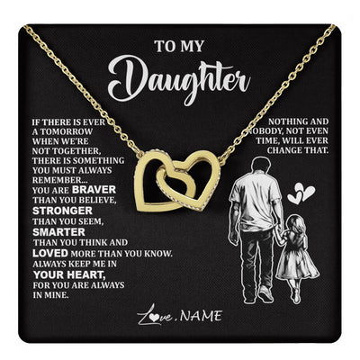 Interlocking Hearts Necklace 18K Yellow Gold Finish | 1 | Personalized To My Daughter Necklace From Dad Father You Are Always In Mine Beautiful Daughter Birthday Jewelry Graduation Christmas With Gift Box Message Card | teecentury