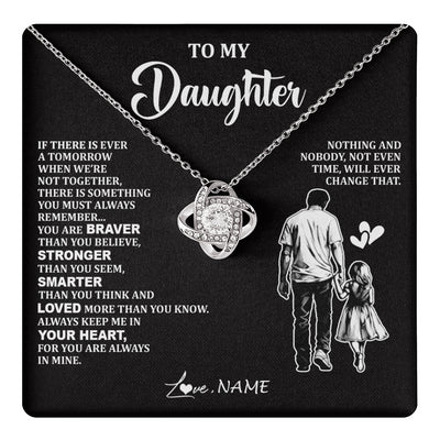 Love Knot Necklace 14K White Gold Finish | 1 | Personalized To My Daughter Necklace From Dad Father You Are Always In Mine Beautiful Daughter Birthday Jewelry Graduation Christmas With Gift Box Message Card | teecentury