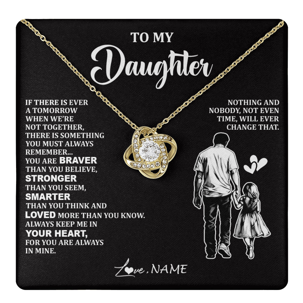 Love Knot Necklace 18K Yellow Gold Finish | 1 | Personalized To My Daughter Necklace From Dad Father You Are Always In Mine Beautiful Daughter Birthday Jewelry Graduation Christmas With Gift Box Message Card | teecentury