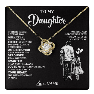 Love Knot Necklace 18K Yellow Gold Finish | 1 | Personalized To My Daughter Necklace From Dad Father You Are Always In Mine Beautiful Daughter Birthday Jewelry Graduation Christmas With Gift Box Message Card | teecentury