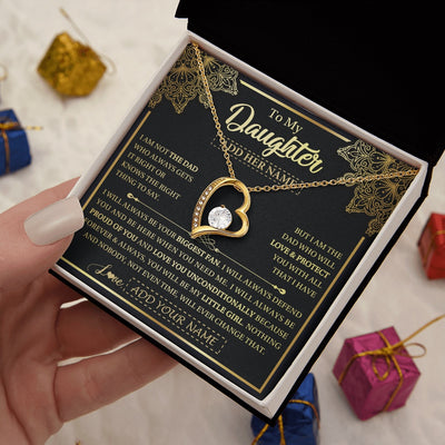 Forever Love Necklace 18K Yellow Gold Finish | 2 | Personalized To My Daughter Necklace From Dad Father Your Biggest Fan Birthday Gifts For Daughter Gifts Christmas Jewelry Custom Gift Box Message Card | teecentury.myshopify