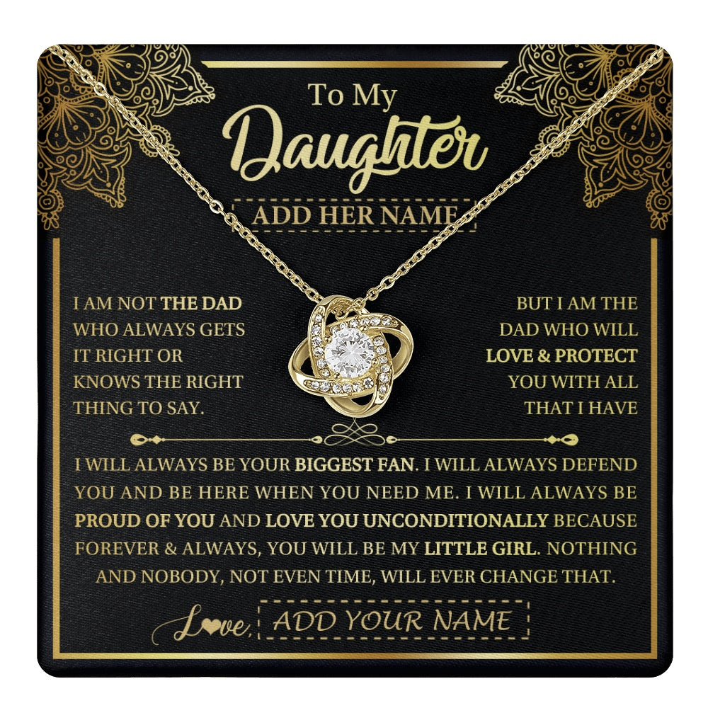 Love Knot Necklace 18K Yellow Gold Finish | 1 | Personalized To My Daughter Necklace From Dad Father Your Biggest Fan Birthday Gifts For Daughter Gifts Christmas Jewelry Custom Gift Box Message Card | teecentury.myshopify