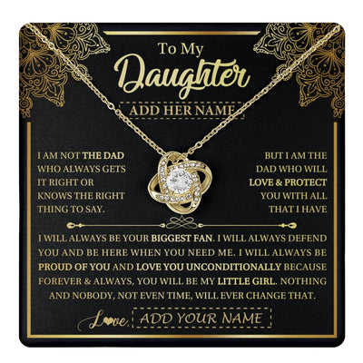 Love Knot Necklace 18K Yellow Gold Finish | 1 | Personalized To My Daughter Necklace From Dad Father Your Biggest Fan Birthday Gifts For Daughter Gifts Christmas Jewelry Custom Gift Box Message Card | teecentury.myshopify