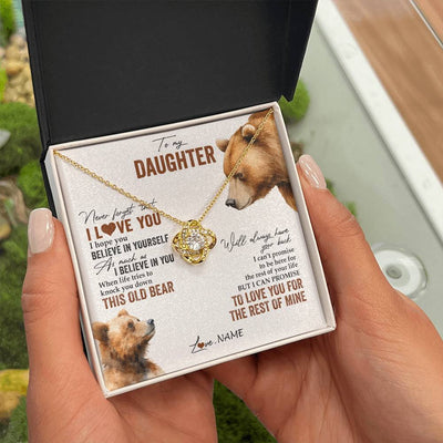 Love Knot Necklace 18K Yellow Gold Finish | 2 | Personalized To My Daughter Necklace From Dad Mom Never Forget That I Love You Bear Daughter Birthday Graduation Christmas Customized Gift Box Message Card | teecentury