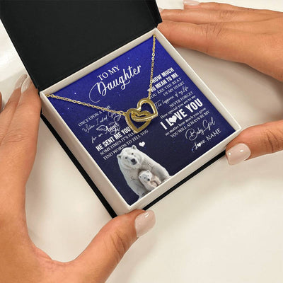 Interlocking Hearts Necklace 18K Yellow Gold Finish | 2 | Personalized To My Daughter Necklace From Dad Mom Polar Bear Never Forget I Love You Daughter Birthday Graduation Christmas Customized Gift Box Message Card | teecentury