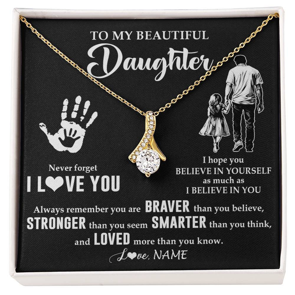 Alluring Beauty Necklace 18K Yellow Gold Finish | 1 | Personalized To My Daughter Necklace From Dad Never Forget I Love You Daughter Birthday Gifts Christmas New Year Graduation Customized Gift Box Message Card | teecentury
