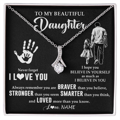 Alluring Beauty Necklace 14K White Gold Finish | 1 | Personalized To My Daughter Necklace From Dad Never Forget I Love You Daughter Birthday Gifts Christmas New Year Graduation Customized Gift Box Message Card | teecentury